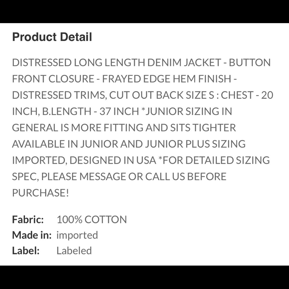 Long Distressed Denim Jacket - Picture 4 of 4